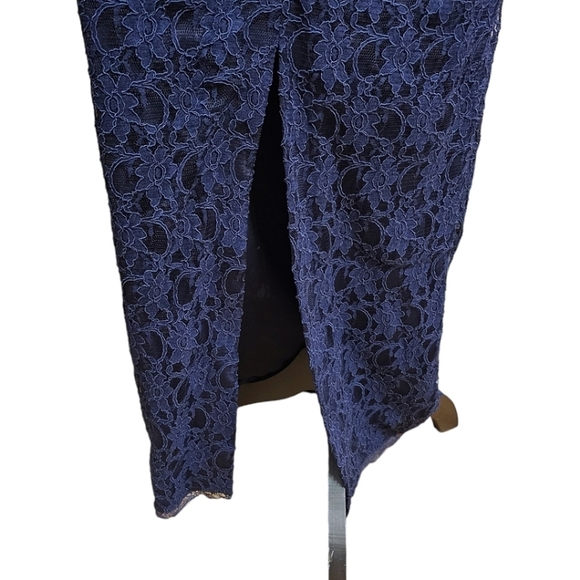 Joseph Ribkoff Lace Maxi Evening Dress Navy Size 8 Formal Party Elegant Glamour - Picture 13 of 16